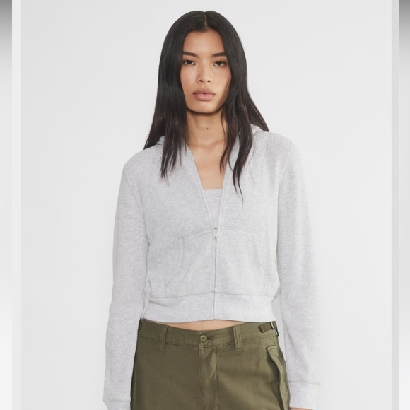 Aritzia TNA full zip waffle knit hoodie - Picture 1 of 6